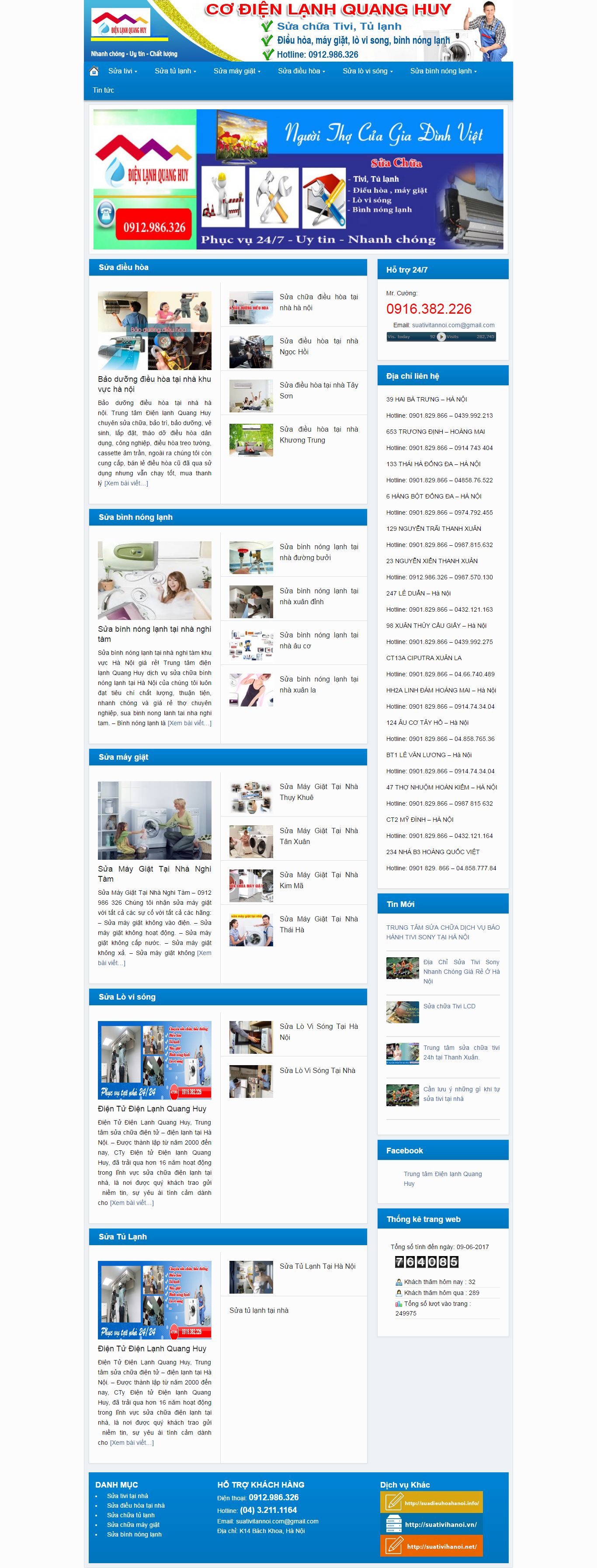 Thiết kế website trung tâm điện lạnh Quang Huy đẹp SEO tốt